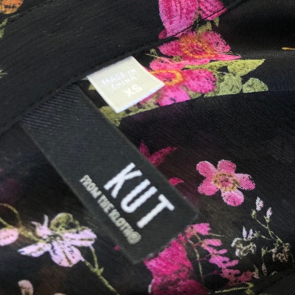 Kut from the Kloth XS Sheer Black Floral Shirt L/S - Picture 4 of 7